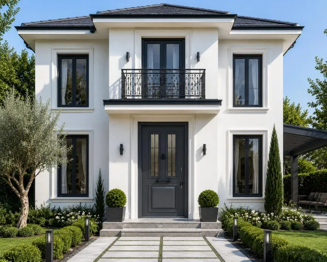 Antrasit Camlı Klasik Villa Çelik Kapı