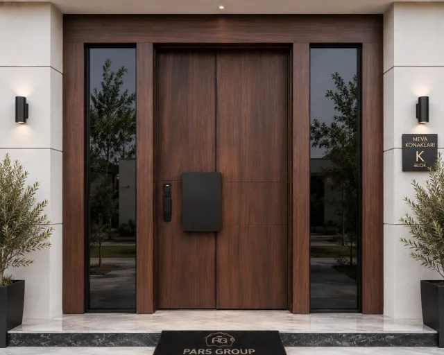 Geniş Ahşap Görünümlü Villa Çelik Kapı
