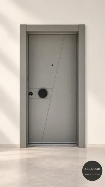 Gri Çizgili Minimal Çelik Kapı