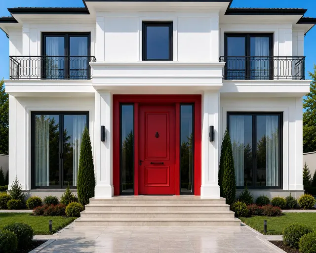 Kırmızı Klasik Villa Çelik Kapısı