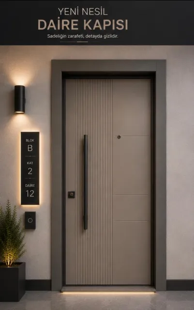 Vizon Gri-Bej Modern Çelik Daire Kapısı